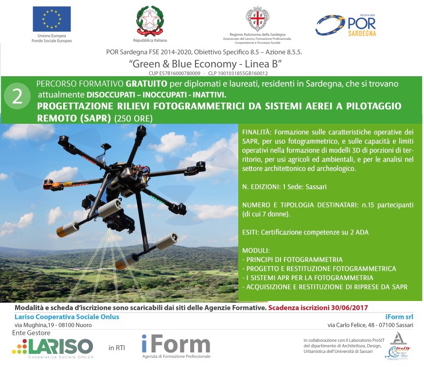 Percorso formativo Progettazione rilievi fotogrammetrici da sistemi aerei a pilotaggio remoto 250 ore